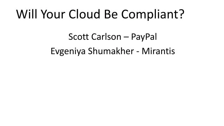 will your cloud be compliant
