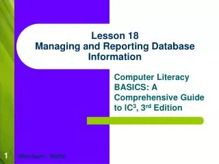 Lesson 18 Managing and Reporting Database Information