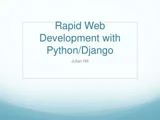 Rapid Web Development with Python/ Django