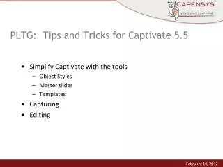 PLTG: Tips and Tricks for Captivate 5.5