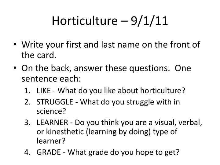 horticulture 9 1 11
