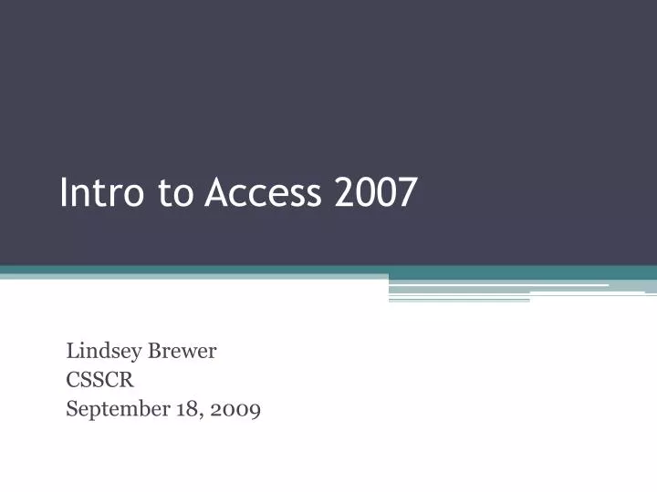 intro to access 2007