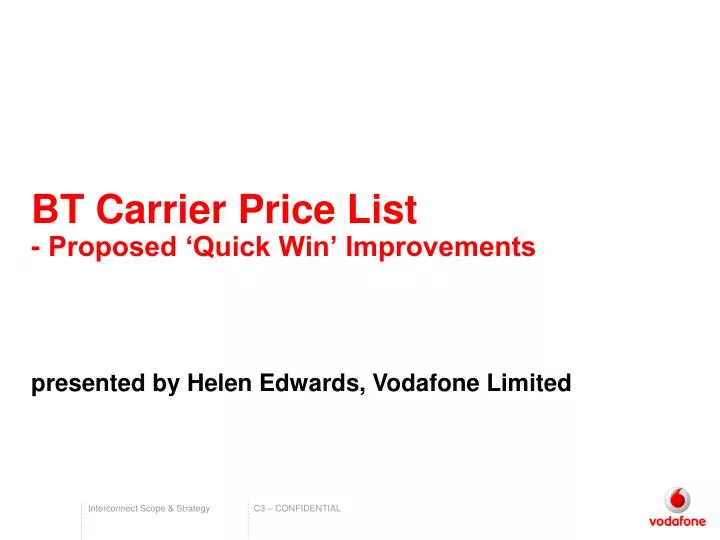 bt carrier price list proposed quick win improvements