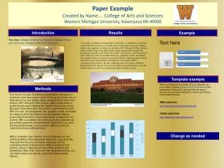 Paper Example Created by Name .... College of Arts and Sciences Western Michigan University, Kalamazoo MI 49008