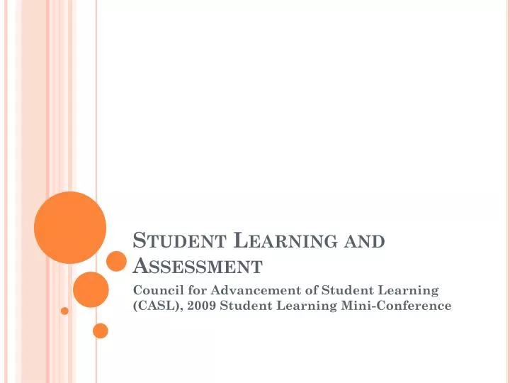 student learning and assessment