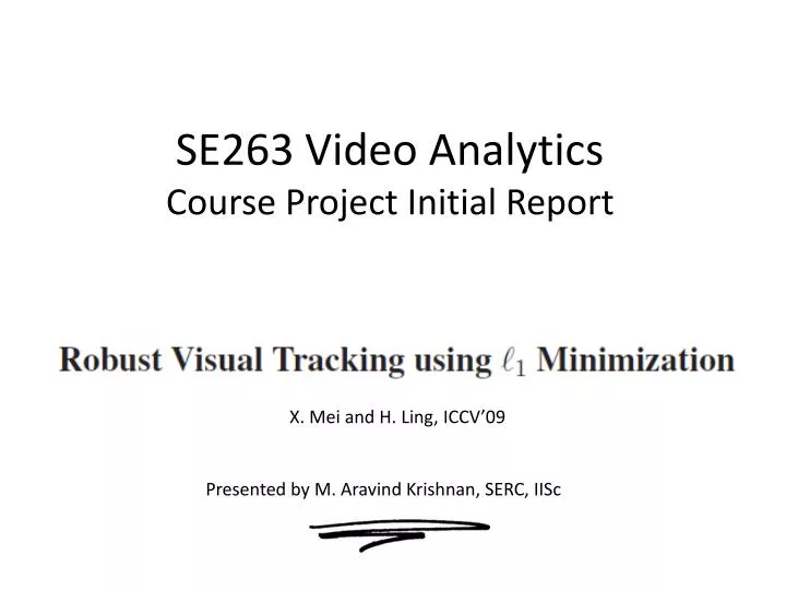 se263 video analytics course project initial report