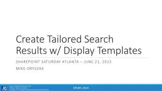 Create Tailored Search Results w/ Display Templates