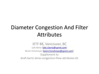 Diameter Congestion And Filter Attributes