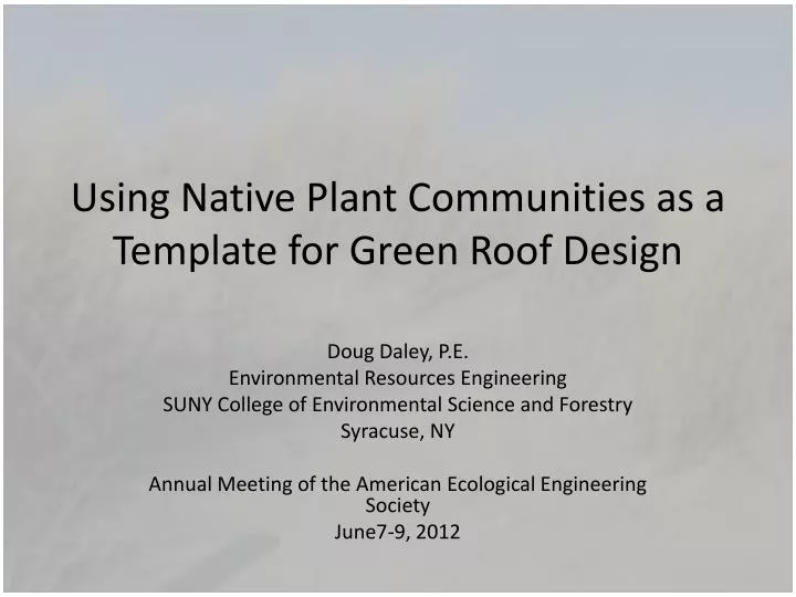 using native plant communities as a template for green roof design