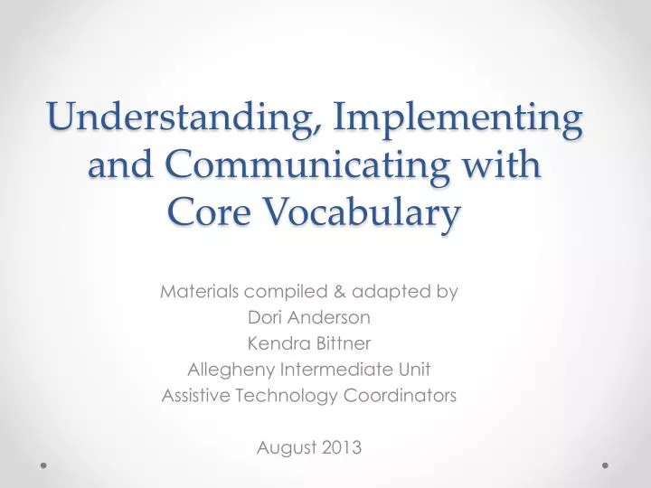 understanding implementing and communicating with core vocabulary