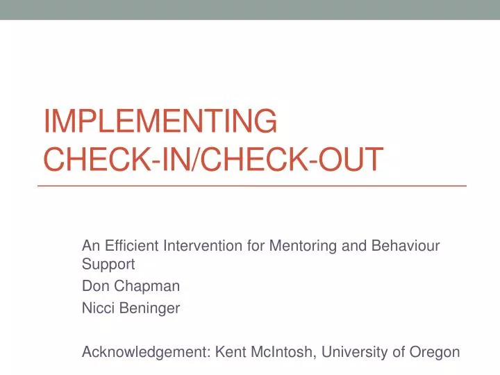 implementing check in check out