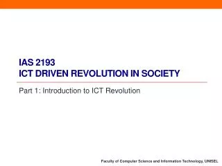 IAS 2193 ICT Driven Revolution in Society