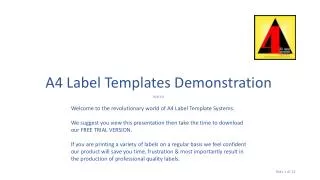 A4 Label Templates Demonstration V1.0.1.0