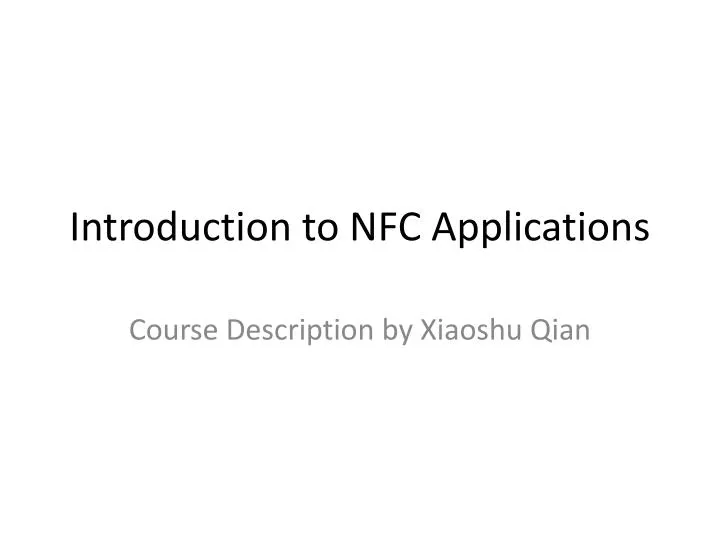 introduction to nfc applications