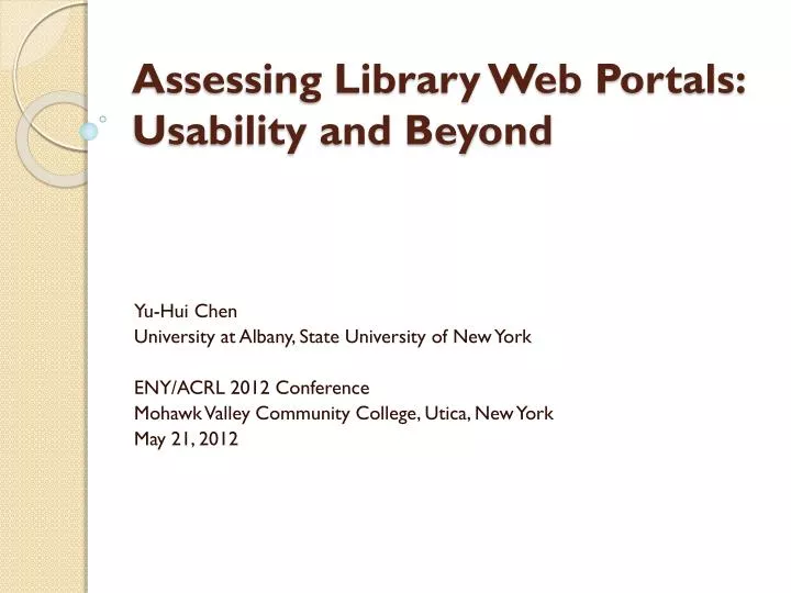 assessing library web portals usability and beyond