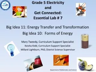 Grade 5 Electricity and Get Connected: Essential Lab # 7