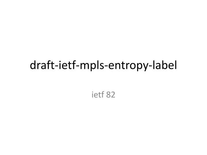 draft ietf mpls entropy label