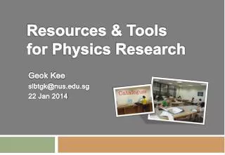 Resources &amp; Tools for Physics Research