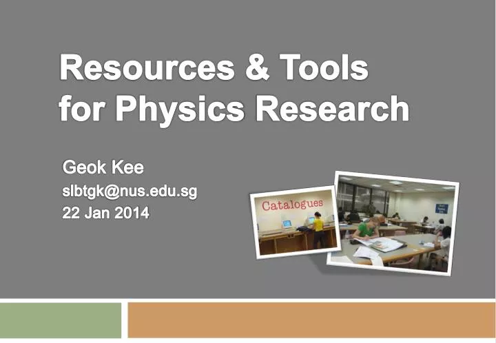 resources tools for physics research