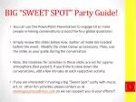 BIG “SWEET SPOT” Party Guide!