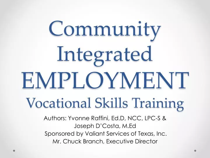 community integrated employment vocational skills training