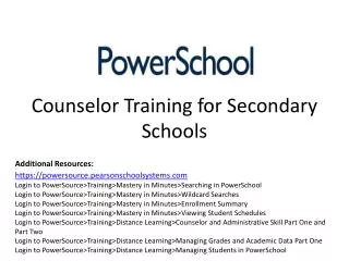 Counselor Training for Secondary Schools