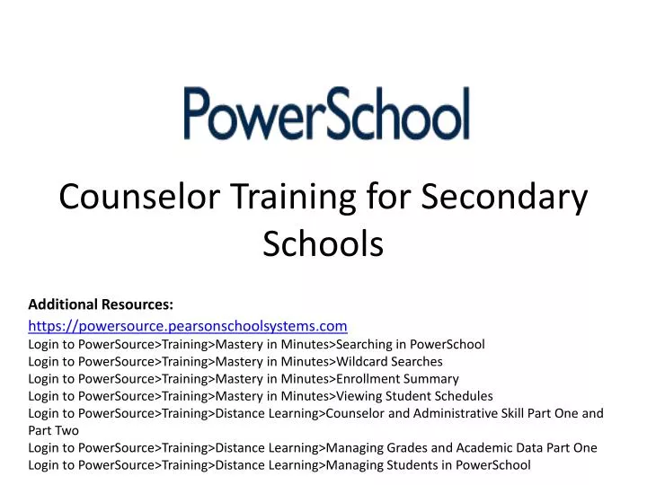 counselor training for secondary schools