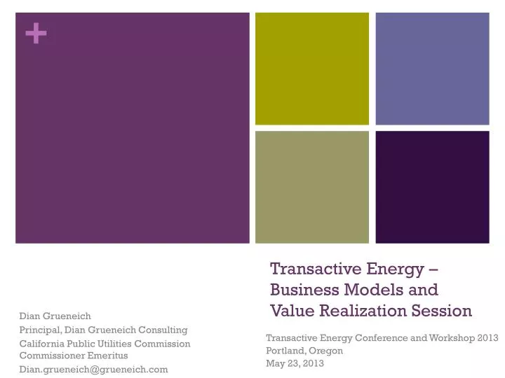 transactive energy business models and value realization session
