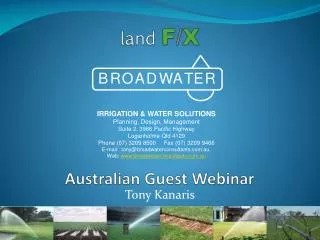 land F / X Australian Guest Webinar