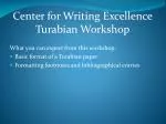 Center for Writing Excellence Turabian Workshop