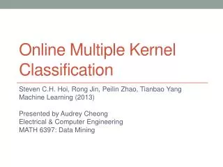 Online Multiple Kernel Classification