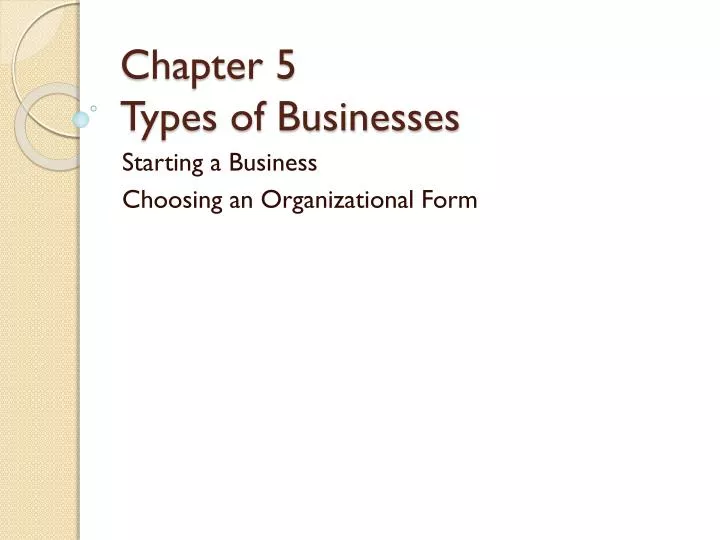 chapter 5 types of businesses