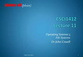 CSCI1412 Lecture 11