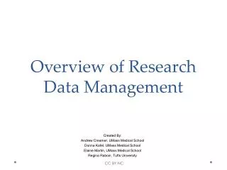 Overview of Research Data Management