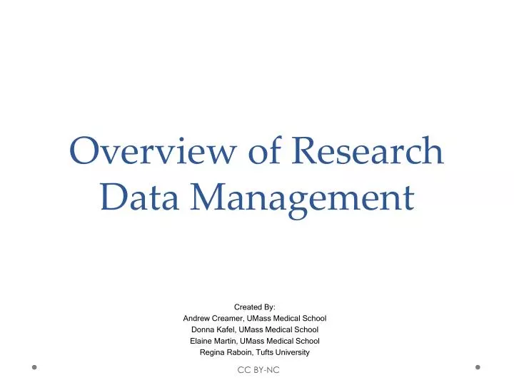 overview of research data management