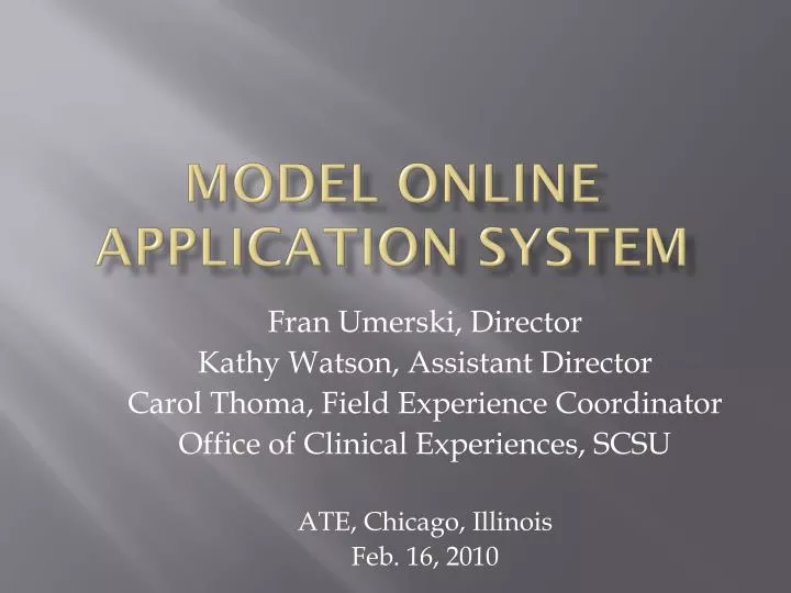 model online application system
