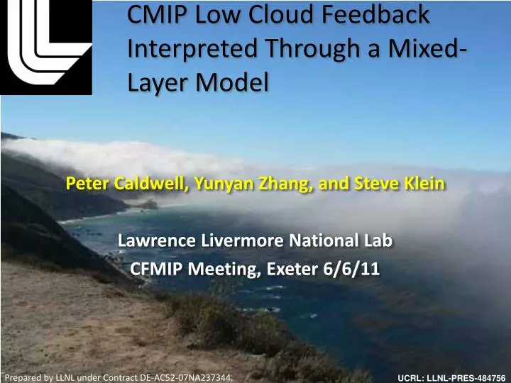 cmip low cloud feedback interpreted t hrough a mixed layer model