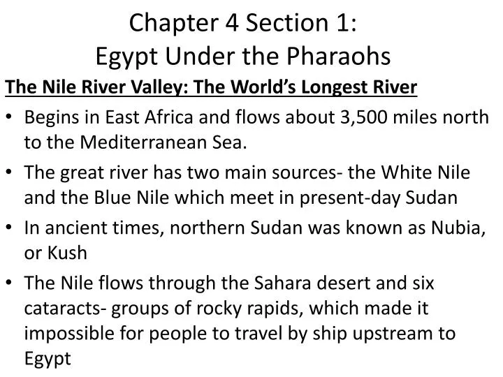 chapter 4 section 1 egypt under the pharaohs