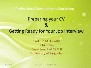 Preparing your CV &amp; Getting Ready for Your Job Interview