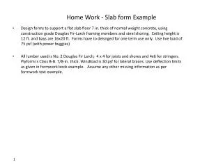 Home Work - Slab form Example