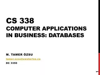 CS 338 Computer Applications in Business: Databases