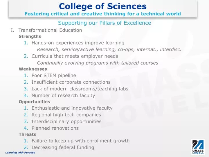 college of sciences fostering critical and creative thinking for a technical world