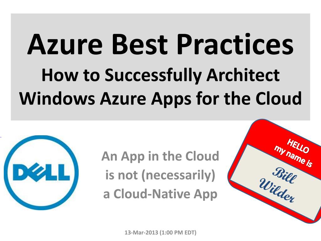 PPT - Azure Best Practices How to Successfully Architect Windows Azure ...