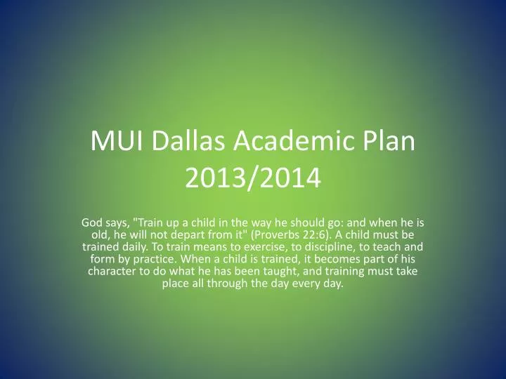 mui dallas academic plan 2013 2014
