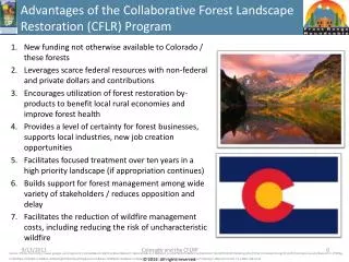 Advantages of the Collaborative Forest Landscape Restoration (CFLR) Program
