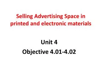 Selling Advertising Space in printed and electronic materials