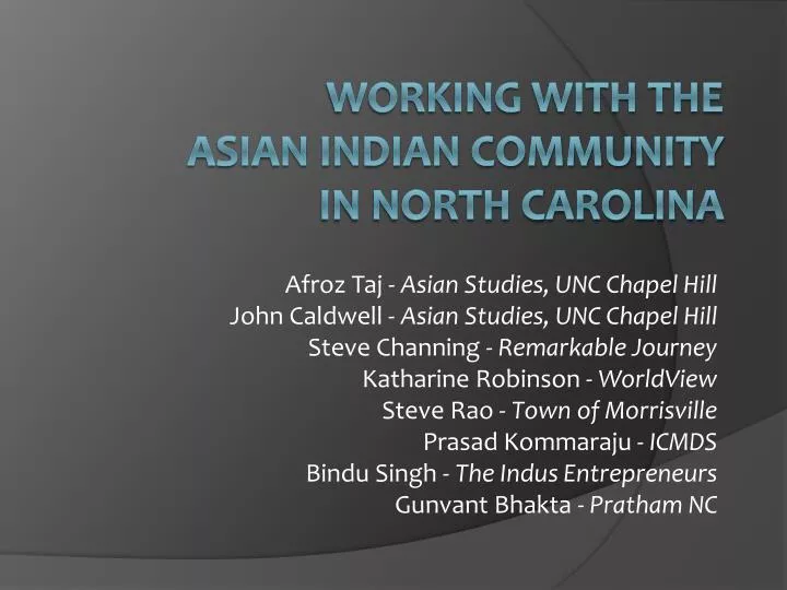 working with the asian indian community in north carolina