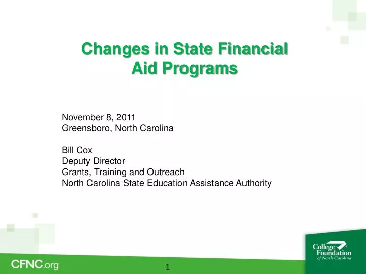 changes in state financial aid programs