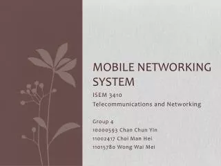 Mobile networking system