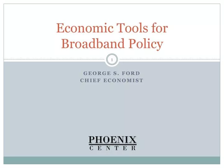 economic tools for broadband policy